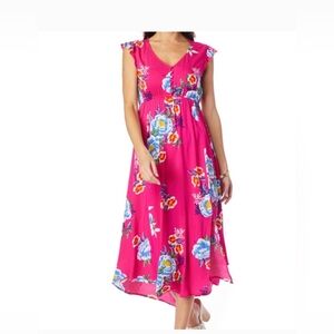 Jessica Simpson Womens Gabbie Hi-Low Dress Pink Floral PSM NWT